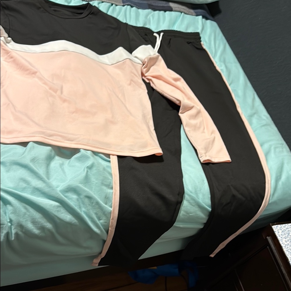 Black and Pink Tracksuit Set